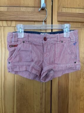 American Eagle Women’s Red And White Striped Shorts Size 6
